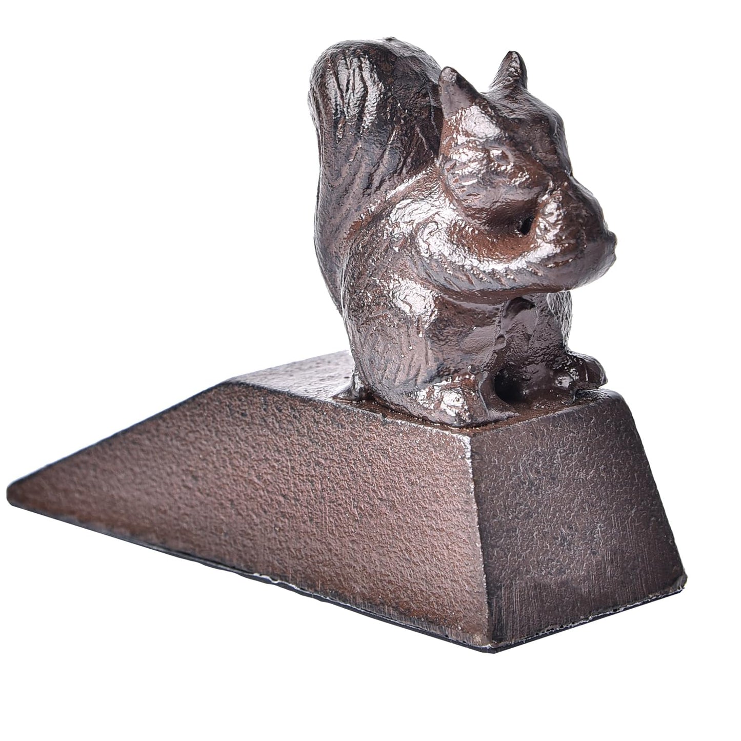 Sungmor Heavy Duty Cast Iron Squirrel Door Stops | Decorative Cute Animal Statue Metal Door Stopper Wedge with Non-Slip Mat | Solid & Antique Style Windproof Door Holder for Patio Garden Farmhouse