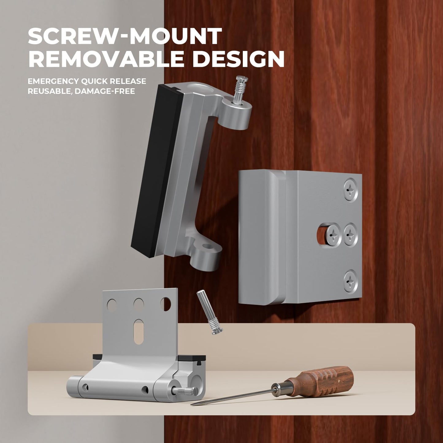 Steinwhale 3 Pack Home Security Door Reinforcement Lock, Childproof Safety Door Lock Latch Stopper, Removable Screw-Mounted, Prevent Home Unauthorized Entry, Aluminum Construction, Withstands 800 lbs