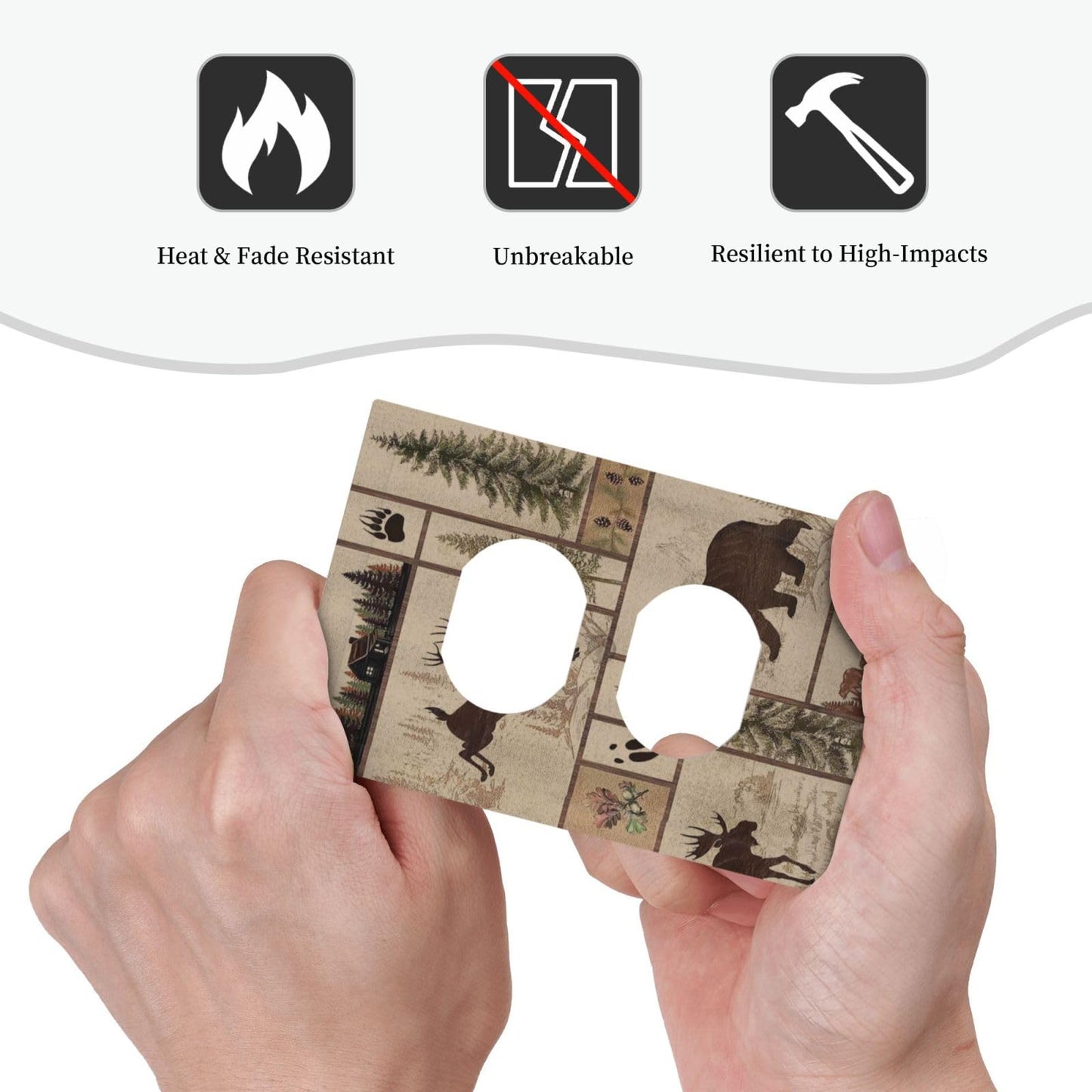 Naiqadnehz Outlet Covers Rustic Forest Bear Deer Wildlife Country 1 Gang Duplex Light Switch Cover Electrical Receptacle Faceplate Wall Plate Decorative Switch Plates for Farmhouse Cabin Decor