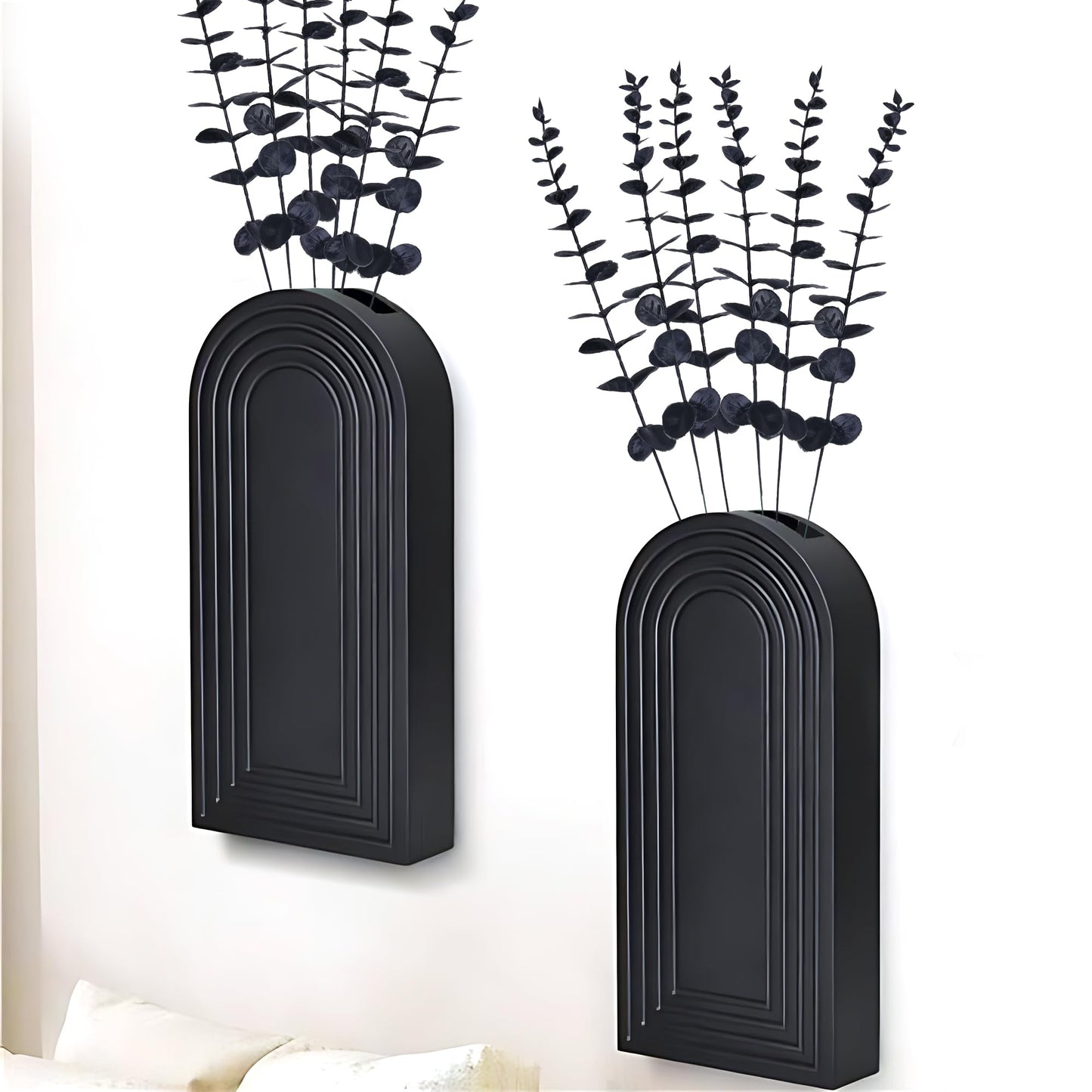 summer flower 26Pcs Black Artificial Eucalyptus Stems Faux Halloween Flowers Eucalyptuses Home Decor (26, Black)