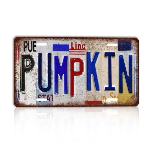 CYZglass Vintage Metal Sign Pumpkin License Plate Wall Decor for Home Kitchen Yard 12×6 Inches