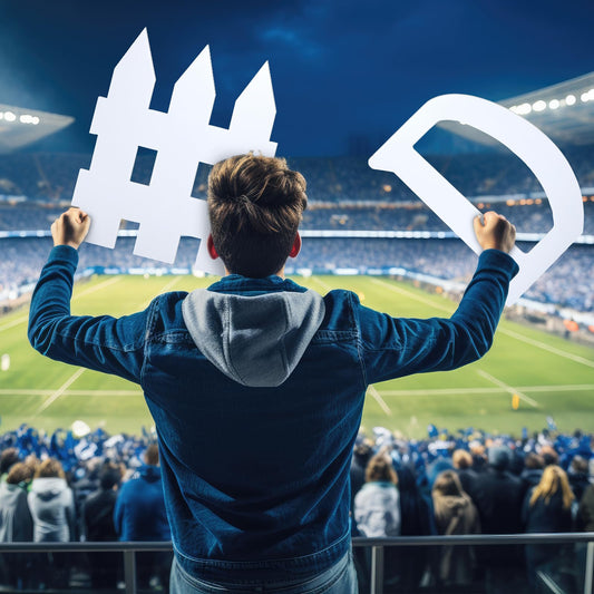 AmazingSpark 2 Pcs D Fence Cardboard Cutout Football Party Decorations Cheer Signs for Competition Defense Sport 24.3'' Cheerleading Accessory Football Basketball Game Day Photo Prop for Sport Party