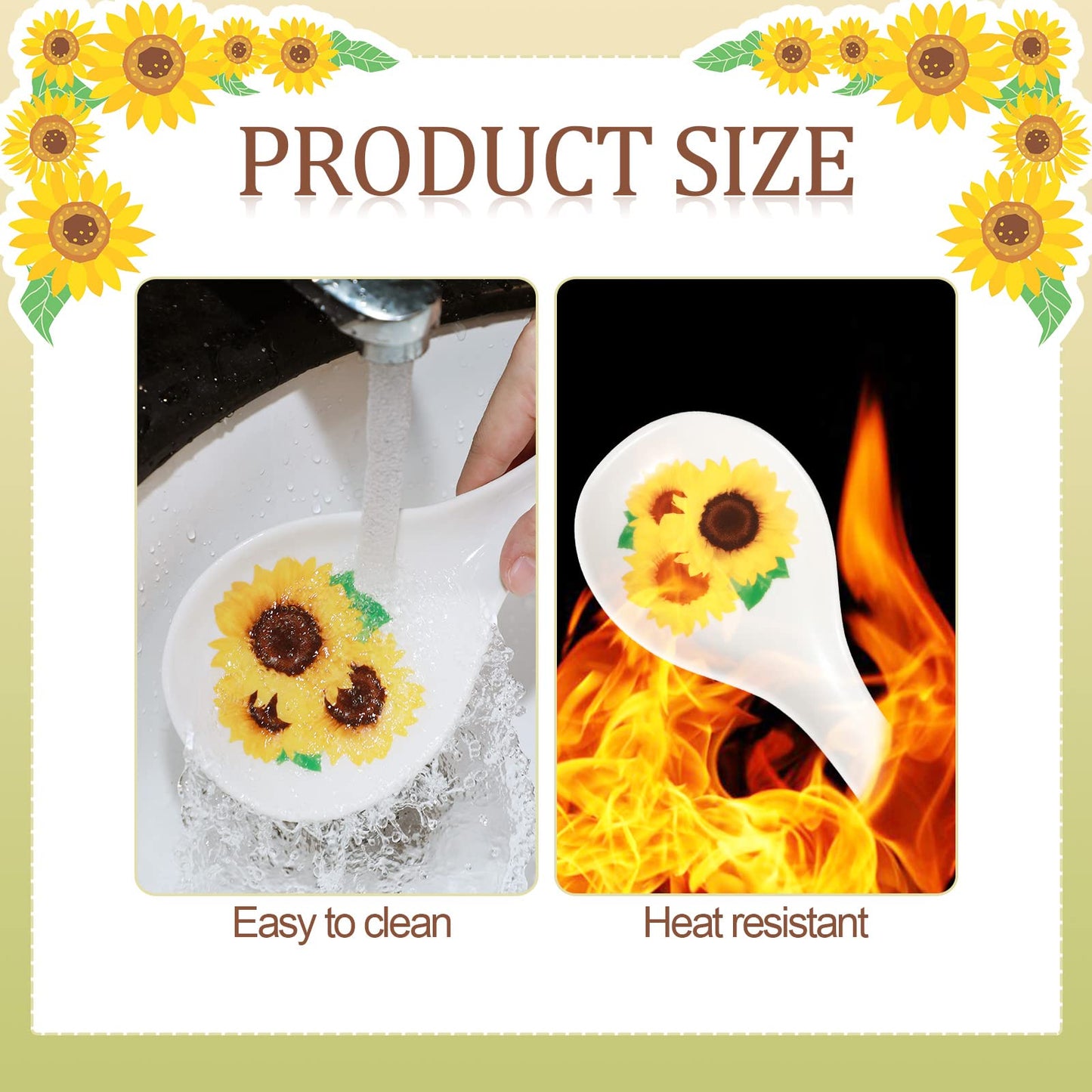 Potchen Spoon Rest Flower Utensil Holder Ceramic Spoon Rest for Stove Top Kitchen Decoration Kitchen Accessories Housewarming Gift for Coffee Bar(Sunflower)