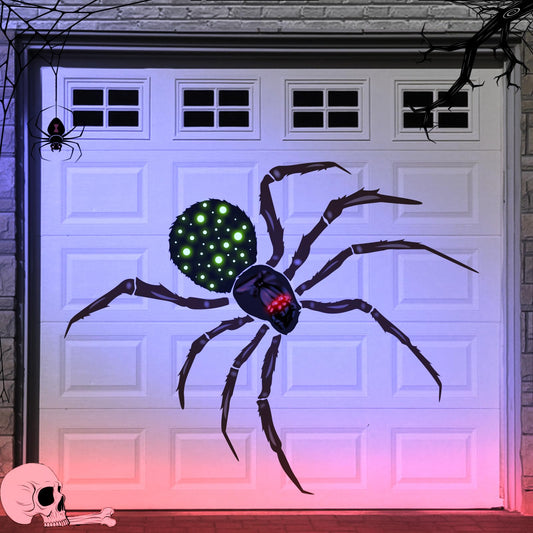 Halloween Garage Door Magnet - Huge Spider, 70-in Magnetic Garage Door Decorations for Car Home Refrigerator, Glow in The Dark Magnetic Halloween Decals for Indoor/Outdoor Party Supplies