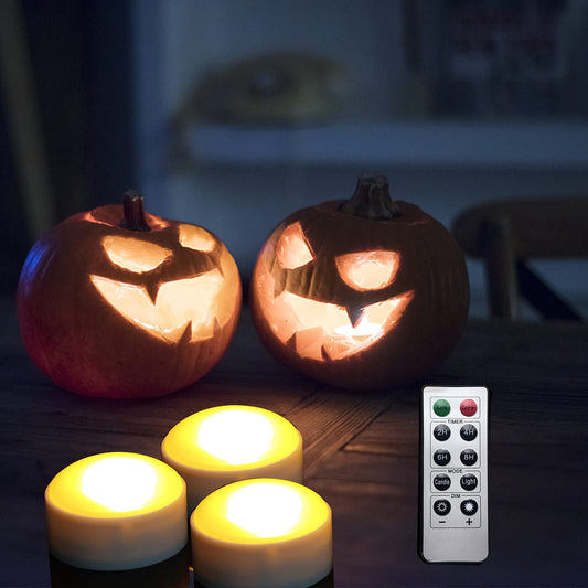 EZiGarden 3 Pack Halloween Pumpkin Lights Battery Operated Flameless LED Lights with Remote/Timer Jack-O-Lantern Outdoor Pumpkin Decorations Home Decor, White Color