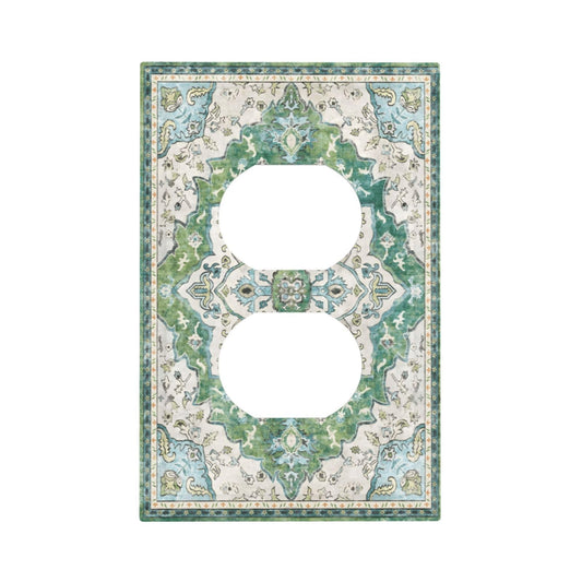 Sage Green Boho Vintage Floral Outlet Covers 1 Gang Duplex Light Switch Cover Decorative Switch Plates Electrical Receptacle Faceplate Wall Plate for Bedroom Living Room Decor