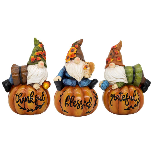 KnomeKo Thanksgiving Gnomes Fall Decorations for Home, Fall Gnomes Resin Pumpkin Figurine Thanksgiving Table Decor, Autumn Garden Farmhouse Decor Fall Gifts