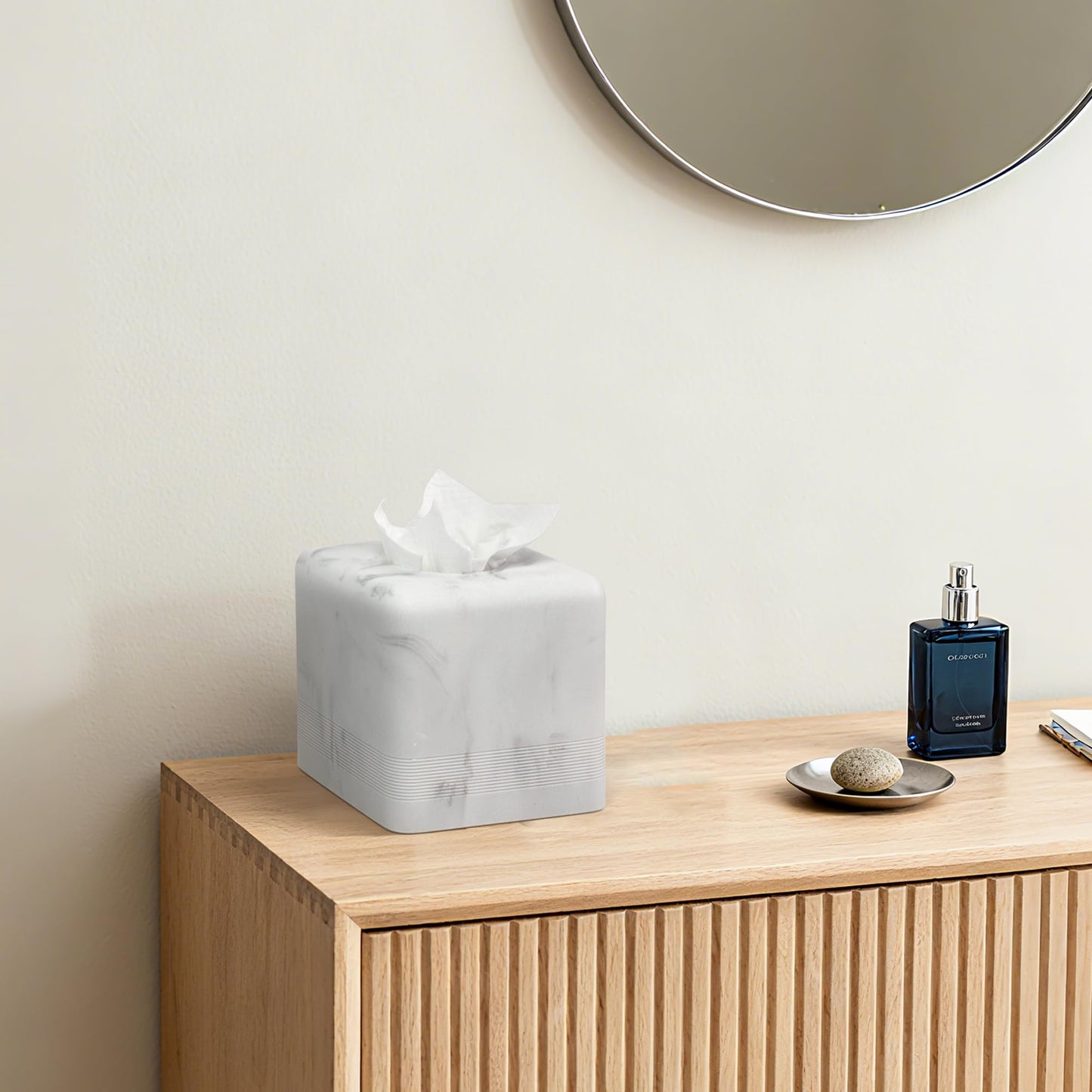 YMXYJM Resin Tissue Box Cover, Modern Square Holder,White