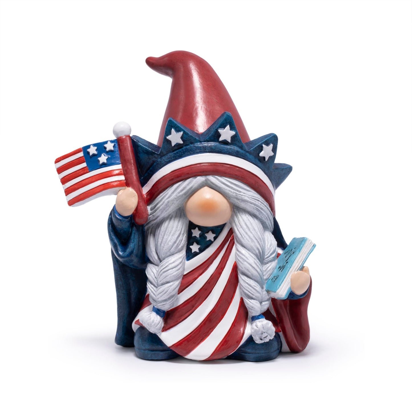 Hodao Year-Round Patriotic Gnome Decorations, 4th of July Patriotic Independence Day Memorial Day Veterans Day Decor, Tiered Tray Decor for Home Office, Red White Blue Gnome Gifts