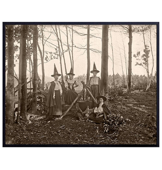 Witch Decor - Wicca Witchy Room Decor - Wiccan Witchcraft Supplies - Witches Coven Wall Art - Gothic Living Room Home Decorations - Pagan Gifts - Goth Bedroom Print - Vintage Witches Photo - Paganism