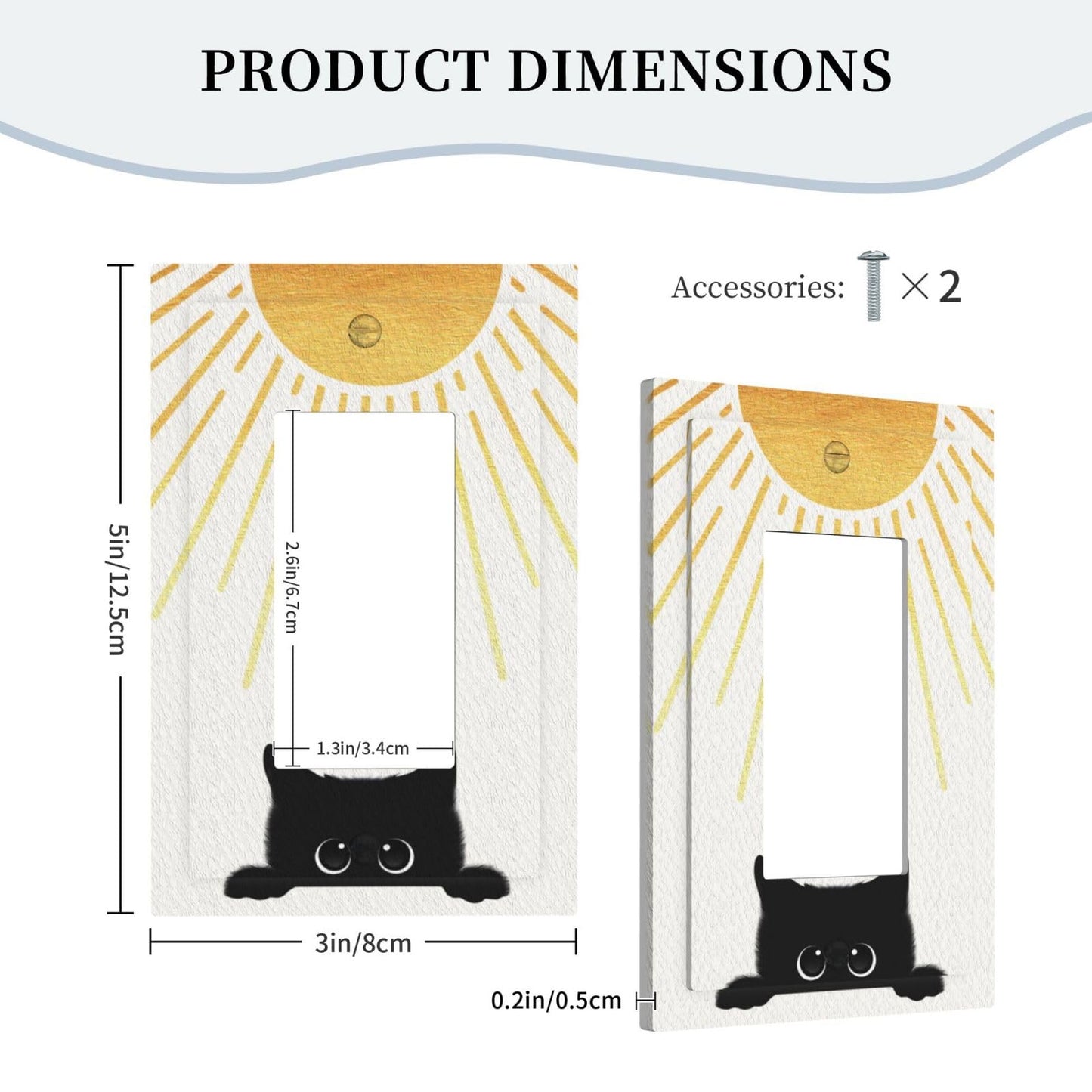 BHGAHD Decorative Light Switch Cover Plate Funny Black Cat Gold Sun 1 Gang No Device Single Blank Outlet Covers Wall Plates for Electrical Outlets Faceplate for Bedroom Home Decor