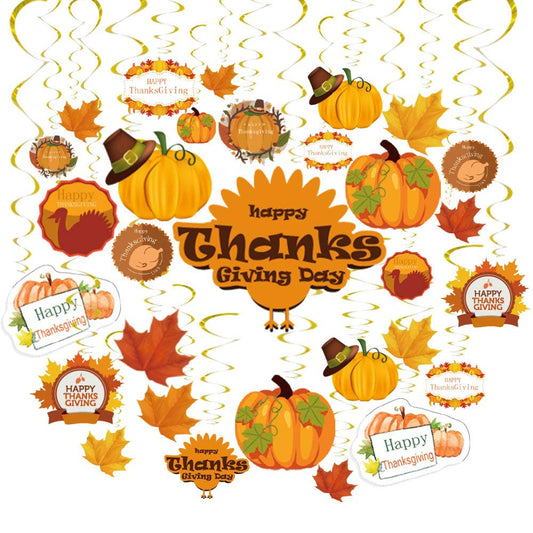GOER 30 Pcs Thanksgiving Hanging Swirls for Thanksgiving Party Supplies Decorations