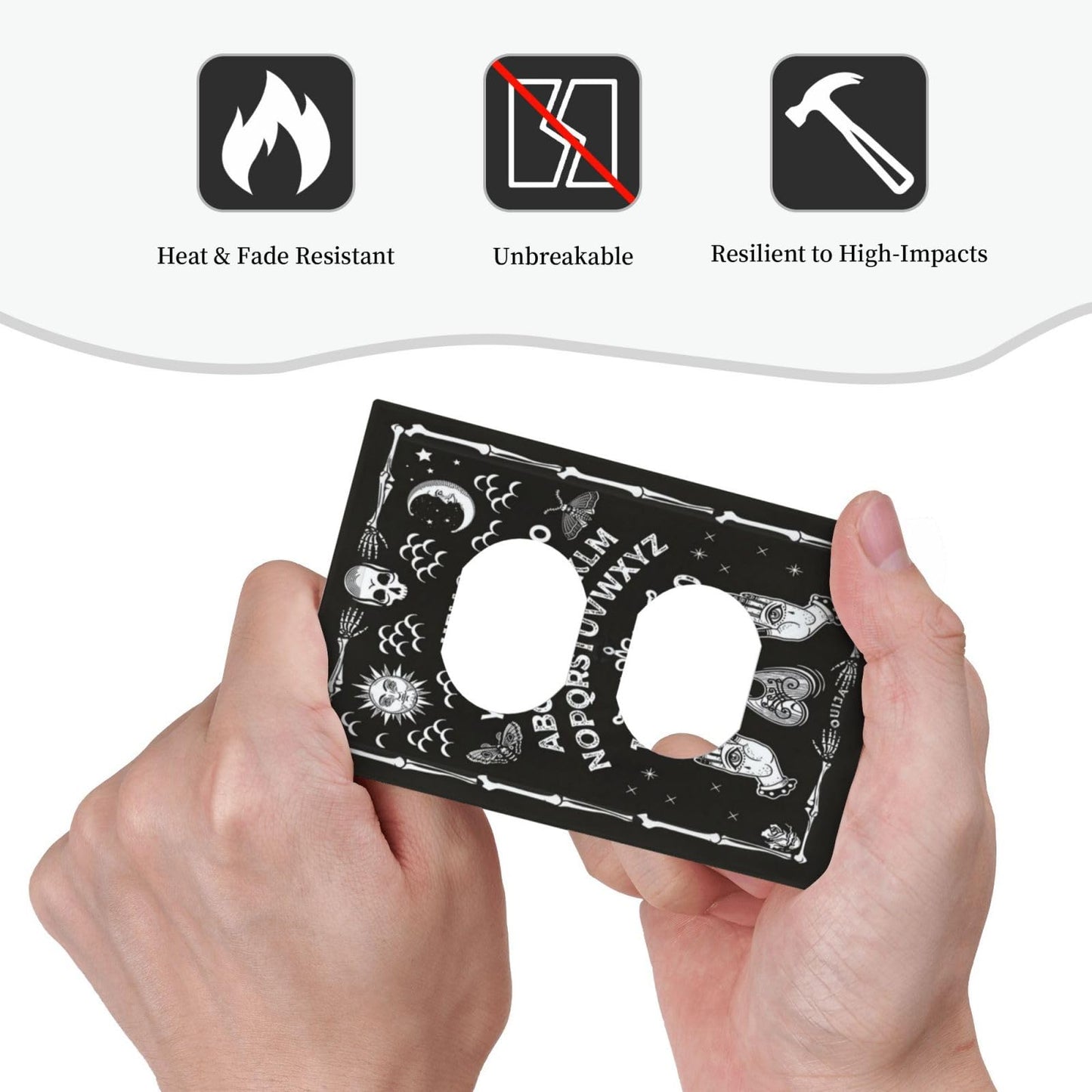 Wpshijia Black Witchy Skeleton Skull Gothic Sun Moon Single Duplex Wall Plate Covers Novelty Light Switch Cover 1 Gang Outlet Plate Decorative Unique Electrical Receptacle Art Faceplate Switchplate