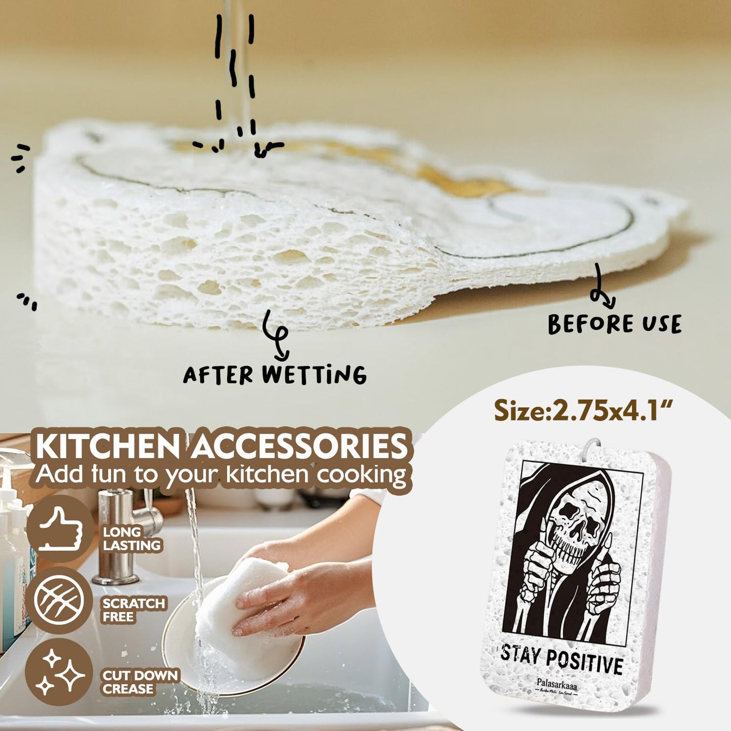6 Pcs Skull Engraved Bamboo Cooking Utensils Set, Halloween Gifts for Friends, Cool Cooking Spoons Set Gift for Women Men, Birthdays Housewarming Gifts