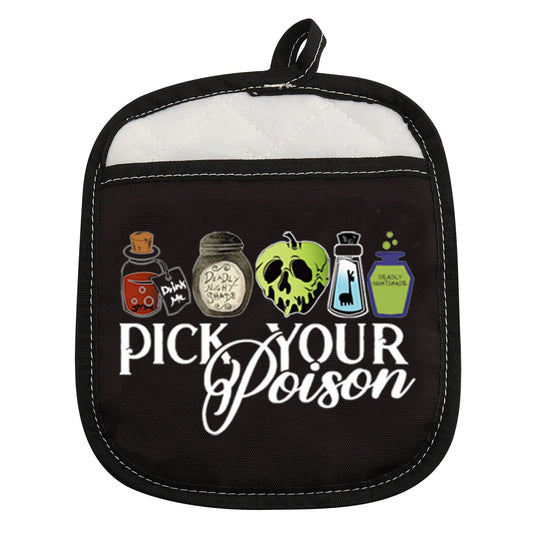 ZJXHPO Halloween Evil Queen Pot Holder Gift Villain Lover Baking Gift Pick Your Poison Oven Mitts Gift Witch Oven Pads Pot Holder (Poison holder)