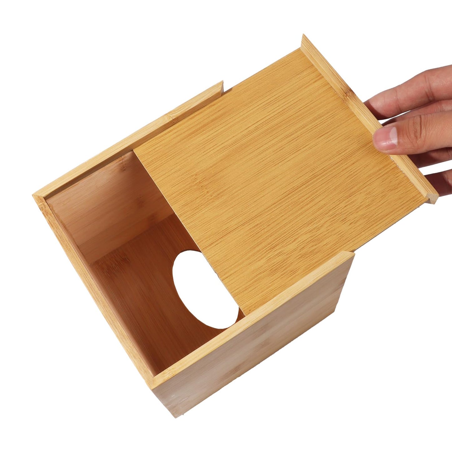 Tissue Box Cover Square for Kleenex - Handmade Tissue Holder for Tabletops, Bathroom, Office & Modern Farmhouse Decor - Decorative Bamboo Tissue Box Cover with Universal Fit
