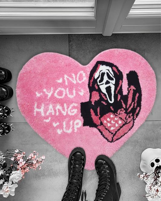 PreLiving Bathroom Rugs Heart-Shaped Pink Ghost Bath Mat Non Slip, Funny Gothic Ghost Horror Design, Washable Absorbent Spooky Bathroom Decor, Funny Halloween Bath Rugs for Home 22 x 26 Inch