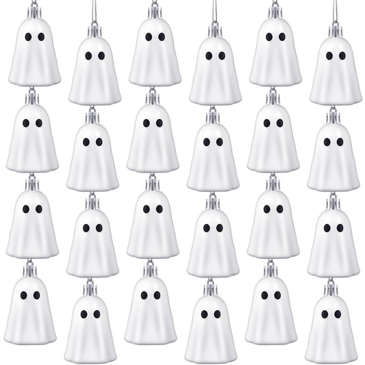 Gejoy 36 Pcs Halloween Hanging Ornaments Cute Ghost Decoration 1.57 Inches Halloween Tree Decorations Ornaments Plastic Decorative Mini Ghost Decoration for Christmas Tree (White)