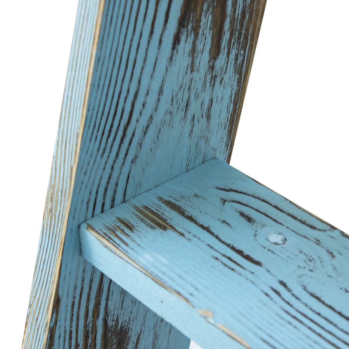 Honest Blanket Ladders for the Living Room, 5-Tier Blanket Holder, Wall-Leaning Blanket Rack, Ladder Shelves, Wooden Quilt Ladder, Farmhouse Decor, Blue