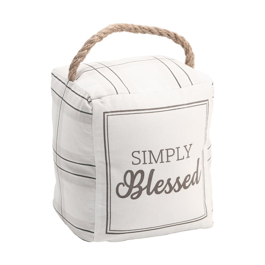 Pavilion - Simply Blessed - 5" x 4" x 6" Door Stopper Book End Housewarming New Home Owner Present Religious Friend Gift Rustic Farmhouse Home Decor