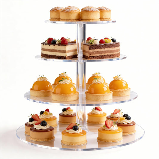 Vankcp 1 Pcs Cupcake Stand, 4-Tier Round Acrylic Cupcake Display Stand for 50 Cupcakes, Clear 4 Tier Cupcake Stand for Wedding Birthday Party，Halloween