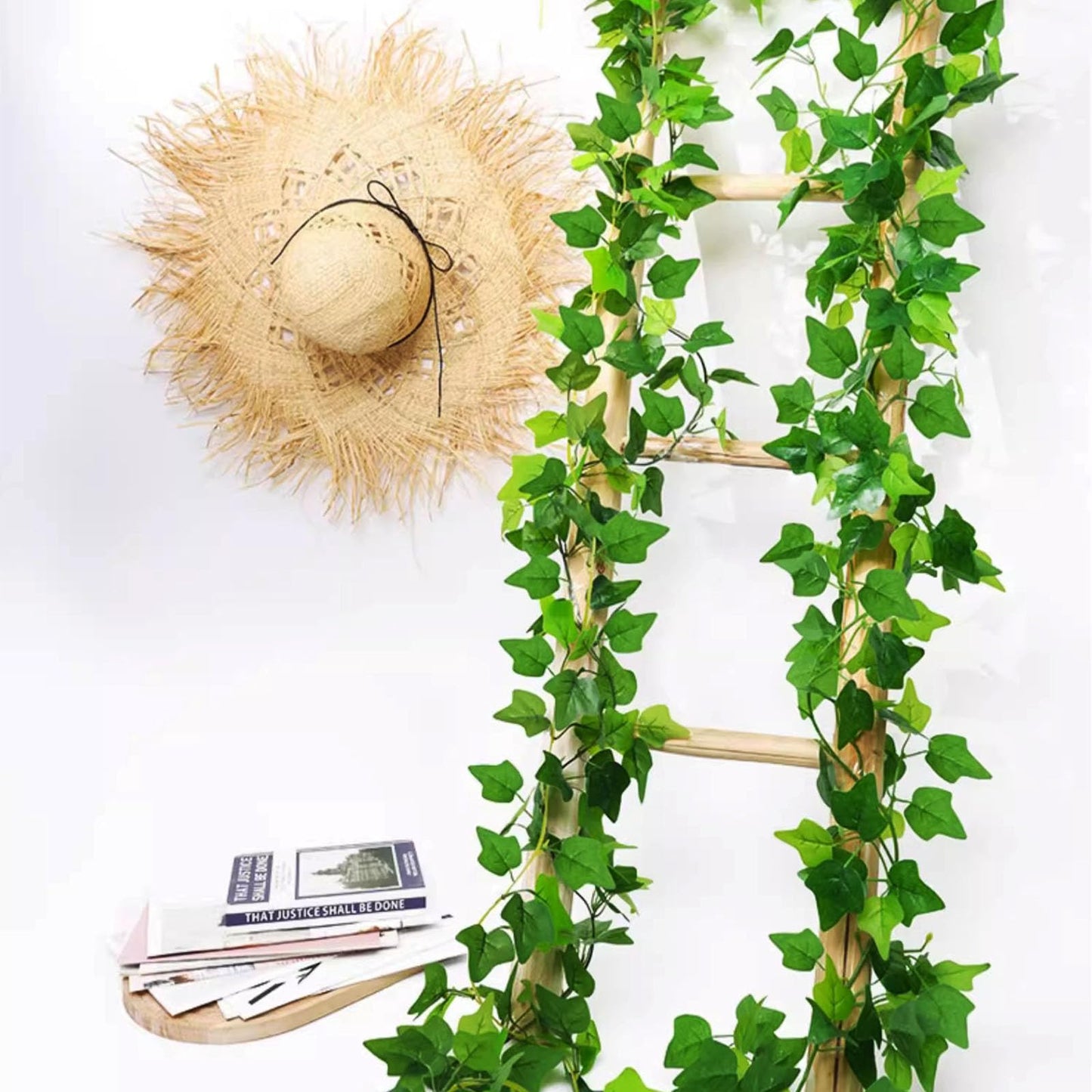 Bairdish 5 Pcs Artificial Grape Vines Fake Hanging Plant Decoration Faux Plants Garlands Hanging Leaves for Wall Home Living Room Wedding Party Indoor Outdoor Decor(36 Pieces of Leaves)