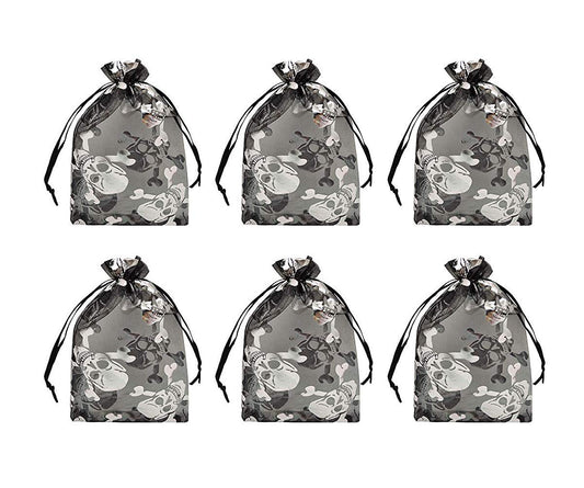 Tvoip Organza Bags 100pcs/lot 4"x 6" (10x15cm) Drawable Black Skull Packing Bags Wedding Christmas Candy Jewelry Bags & Pouches (Black(Skull))
