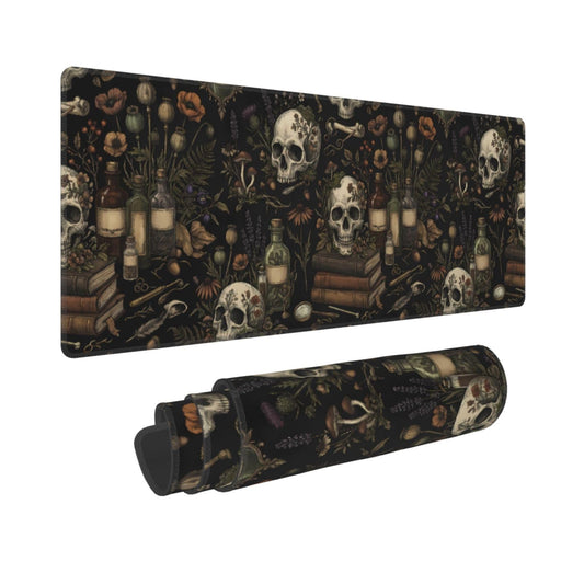 Mysterious Magic Skull Gaming Mouse Pad Large Extended Desk Mat Non-Slip Rubber Base Keyboard Pad with Stitched Edges for Office Gaming 31.5x11.8 in