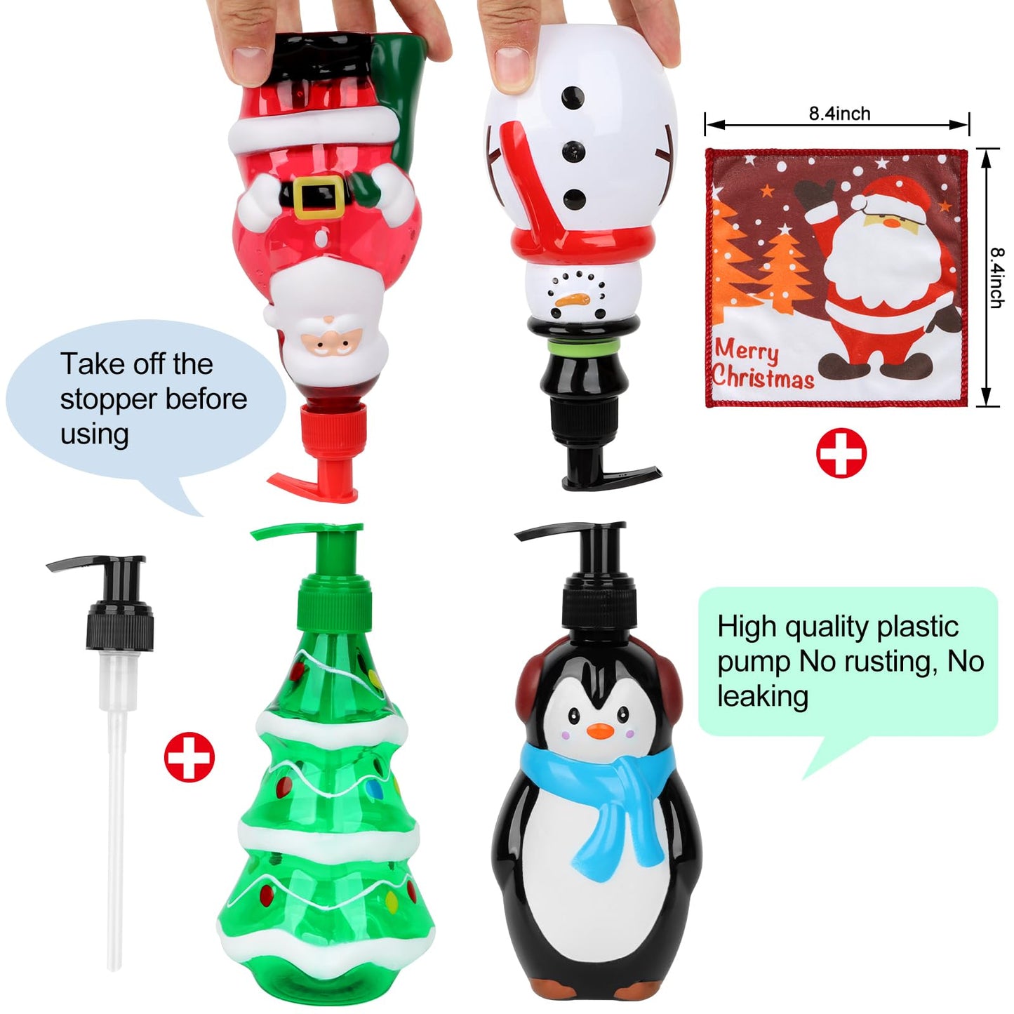 Christmas Bathroom Decorations - Simple Merry Christmas Decorations - Decorative Refillable Hand Pumped Soap Dispenser for Kitchen and Bathroom (4)