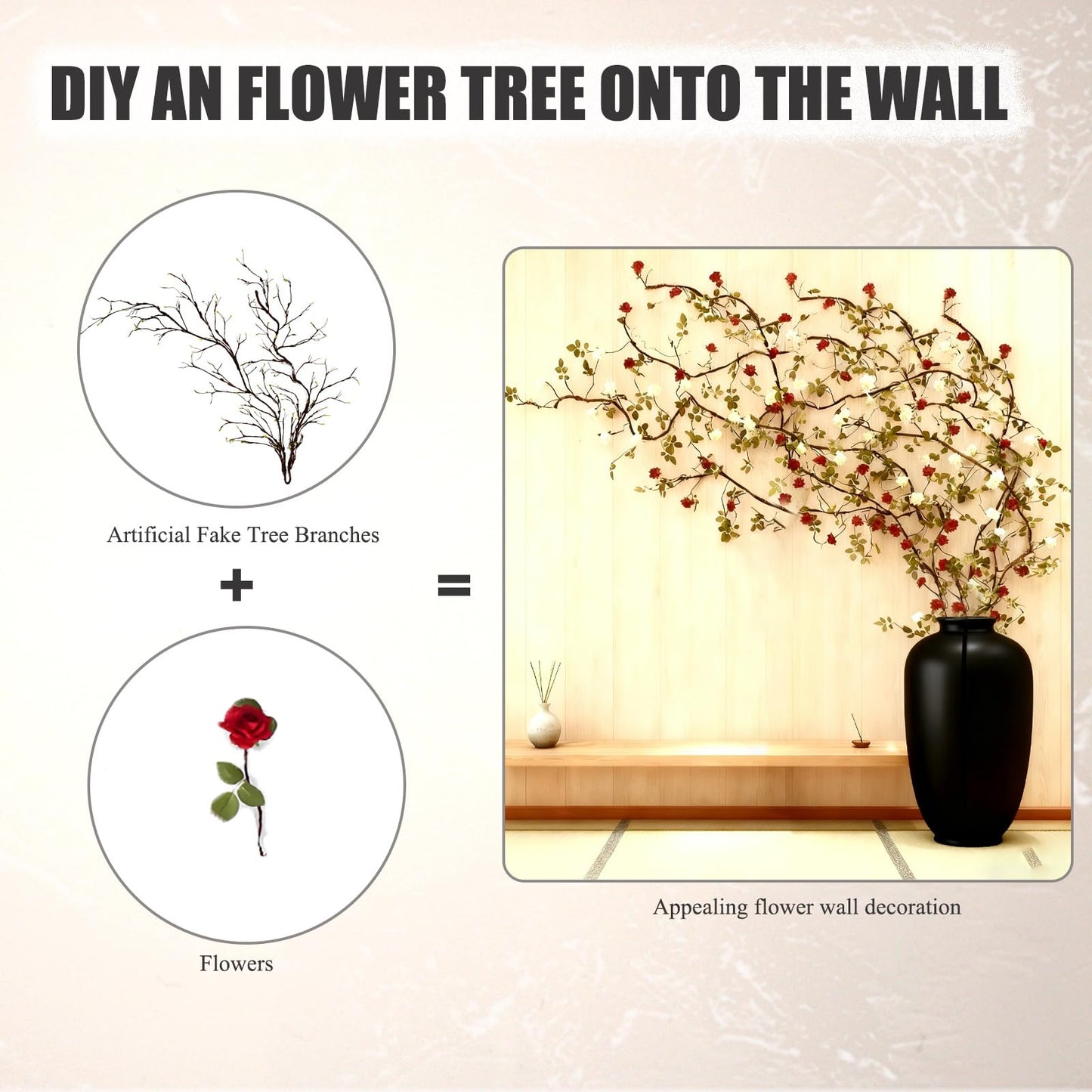 118 Inches Artificial Fake Tree Branches for Decoration, Malleable Floral Tree Branches with Sprout, Twigs Vines Ivy Rattan Grapevines Wall Fake Hanging Plants, Arch Jungle for Home Wedding