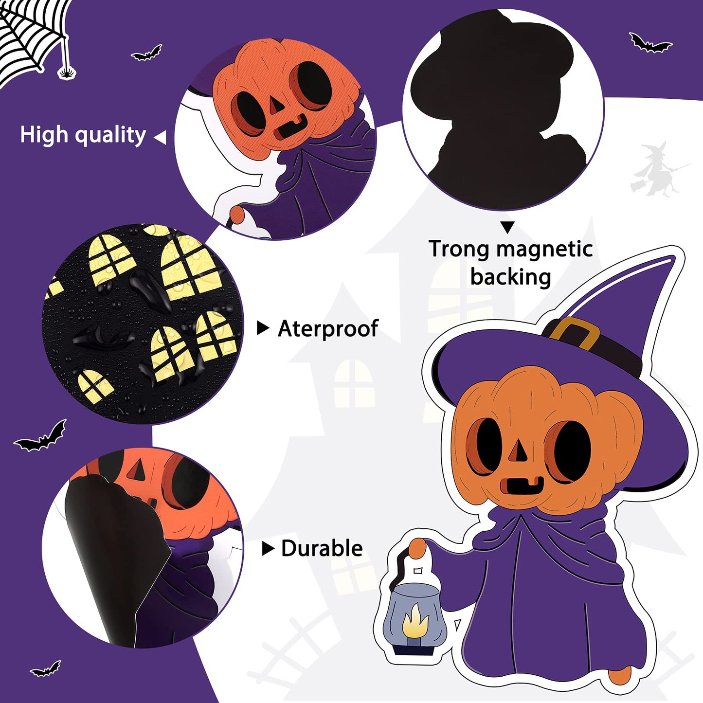 Outus 21 Pieces Halloween Garage Door Magnets Halloween Garage Decorations Ghost Pumpkin Outdoor Decor Witch Bat Party Magnetic Decals for Refrigerator Mailbox Home Car