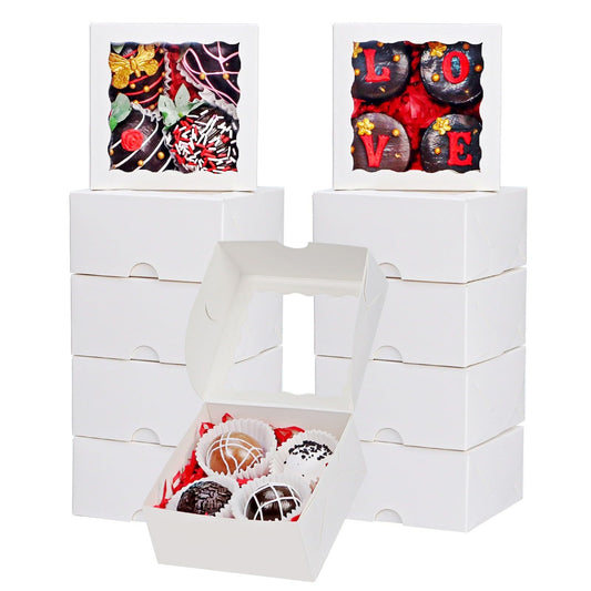 SLShePack 80 Pack 4x4x2 Inches Small Bakery Treat boxes Cookies Boxes Mini Baking Boxes for Cake,Pie, Cinnamon Roll Treat,Chocolate Truffle Box Party Wedding Favor