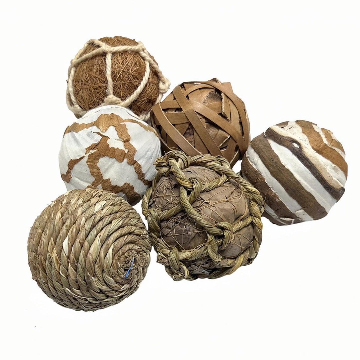 Harbuba 6pcs Decorative Balls for Bowl Centerpiece, 2.4 Inch Orbs Spheres Decor Balls Rattan Wicker Balls for Bowl Fillers, DIY Home Vase Table Decor