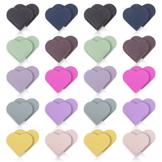 Sabary 40 Pcs Leather Heart Bookmarks Corner Bulk Page Markers for Women Teachers Students Book Lovers Cute Heart Shape Reading Gifts for Back to School Office Home Supplies(Stylish Color)