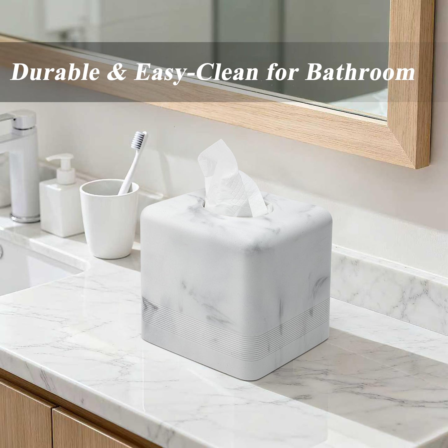 YMXYJM Resin Tissue Box Cover, Modern Square Holder,White