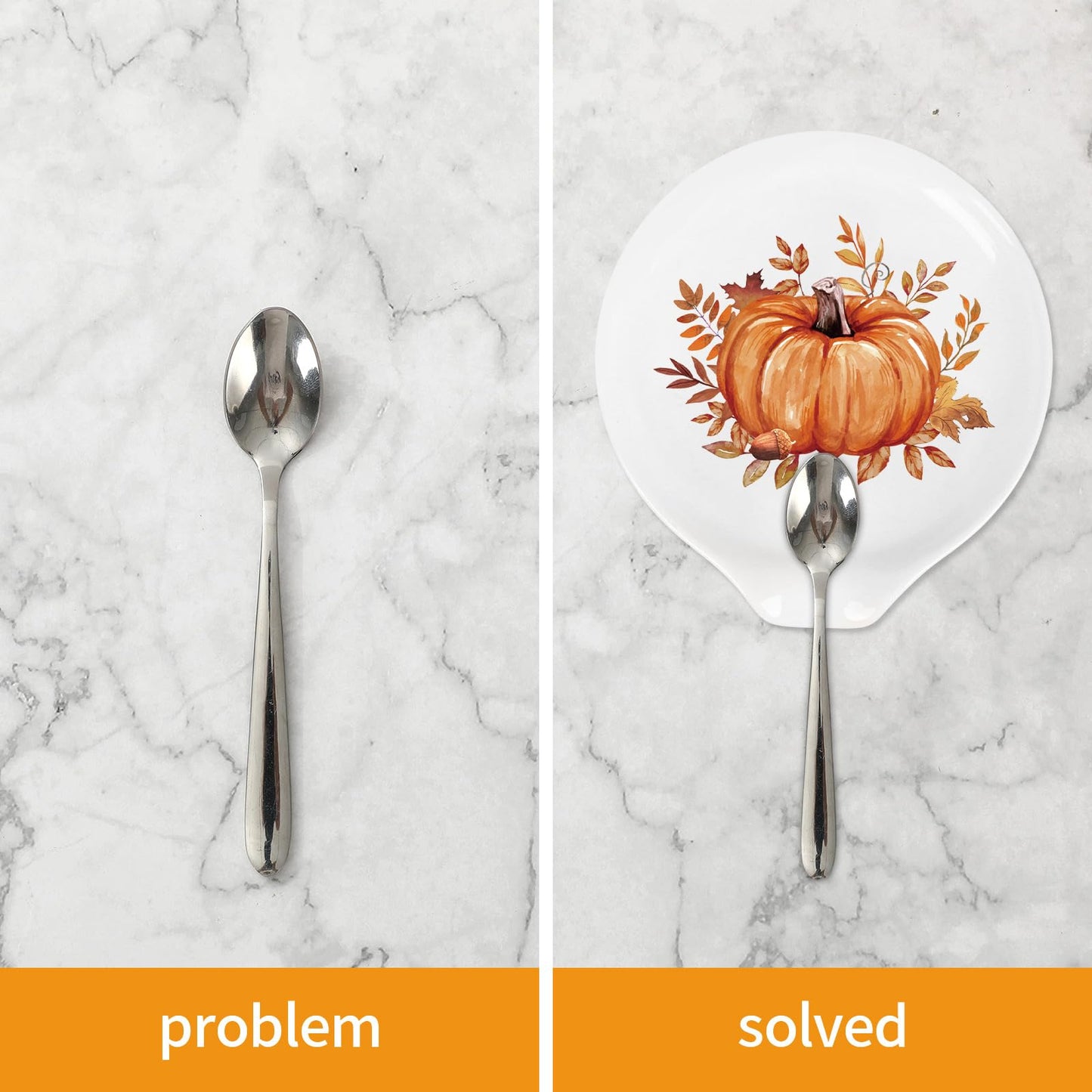 Whaline 2 Pcs 4.7 Inch Fall Ceramic Spoon Rest Small Orange Pumpkin Coffee Spoon Holder for Autumn Thanksgiving Coffee Stirrers Teaspoon Bar Accessories