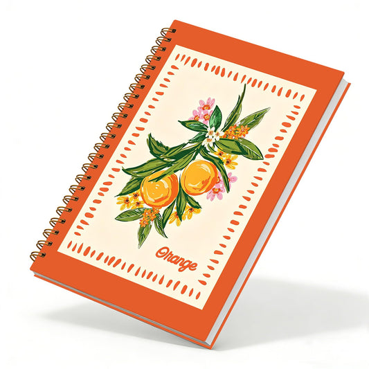 sdfkmlcdl Vintage Floral Orange Spiral Notebook, Mediterranean Summer Citrus Fruit Botanical Journal for Women, Vibrant Orange Fruit Aesthetic Hardcover Journal, 5.5x8.3