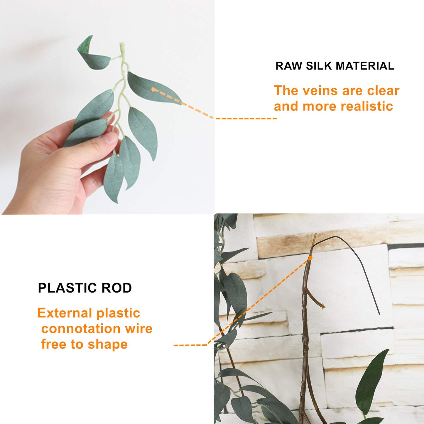 LJDJ Gray Green Leaf Garland Decorations - 5.4 Feet Artificial Silk Fabric Willow Plant Leaves Vines Twigs Garland String Wedding Decor Jungle Luau Safari Party Supplies Faux Greenery Crowns Wreath