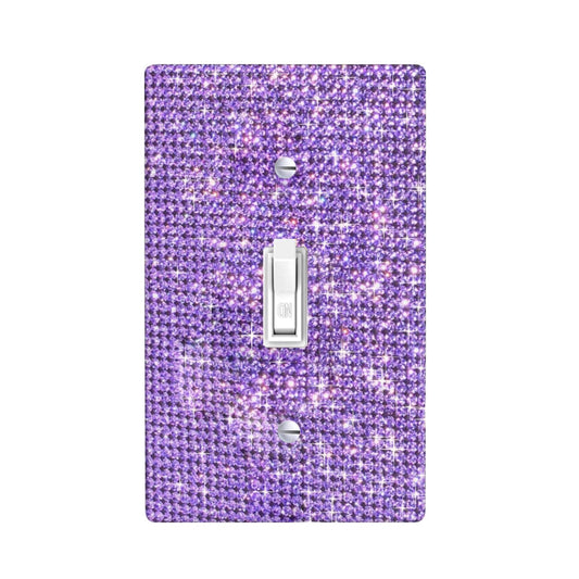 Shiny Silver Purple Bling Outlet Covers Wall Plate Single Toggle Light Switch Cover for Bedroom Accessories Home Decorative