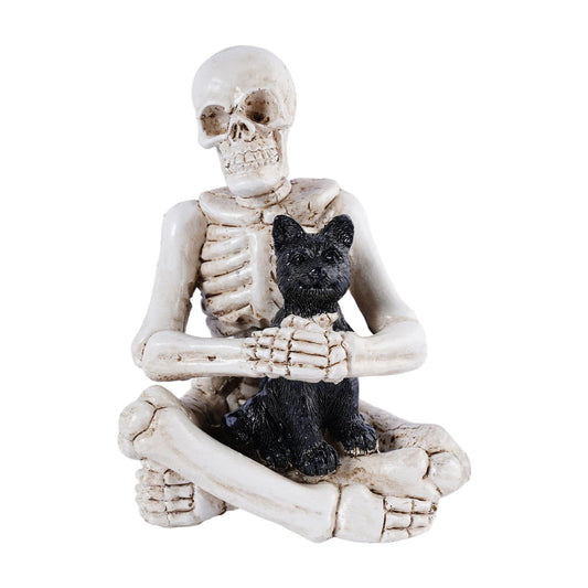 Brizoria Skeleton Decorations Skeleton Dog Figurine Gothic Resin Tabletop Ornament Distressed White Black Spooky Horror Decor for Halloween Home Decor Shelf Desk Party Display