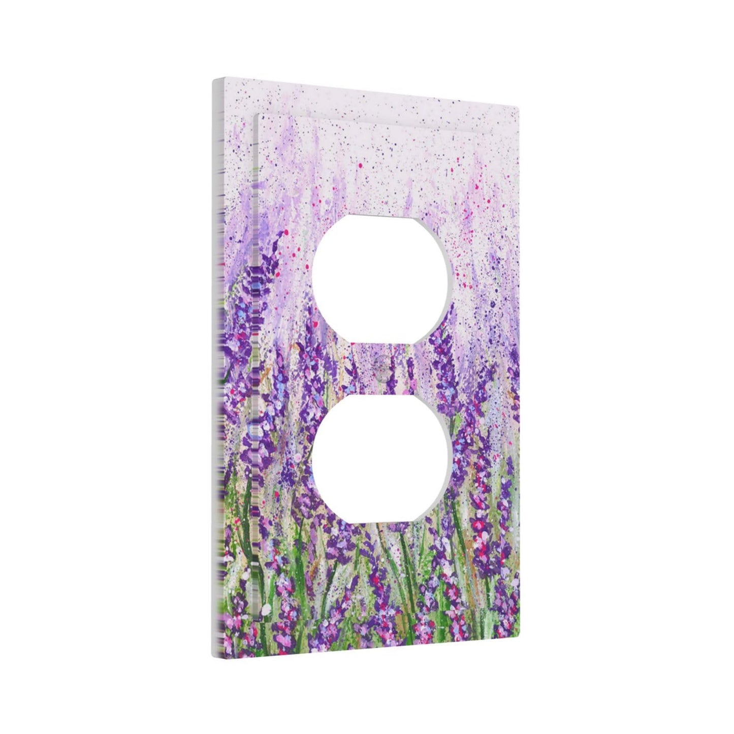 Outlet Cover Plate Decorative Wall Plates Lavender Flower 1 Gang Electrical Socket Covers Purple Faceplate for Farm House Bedroom Kitchen Living Room Plastic Decora