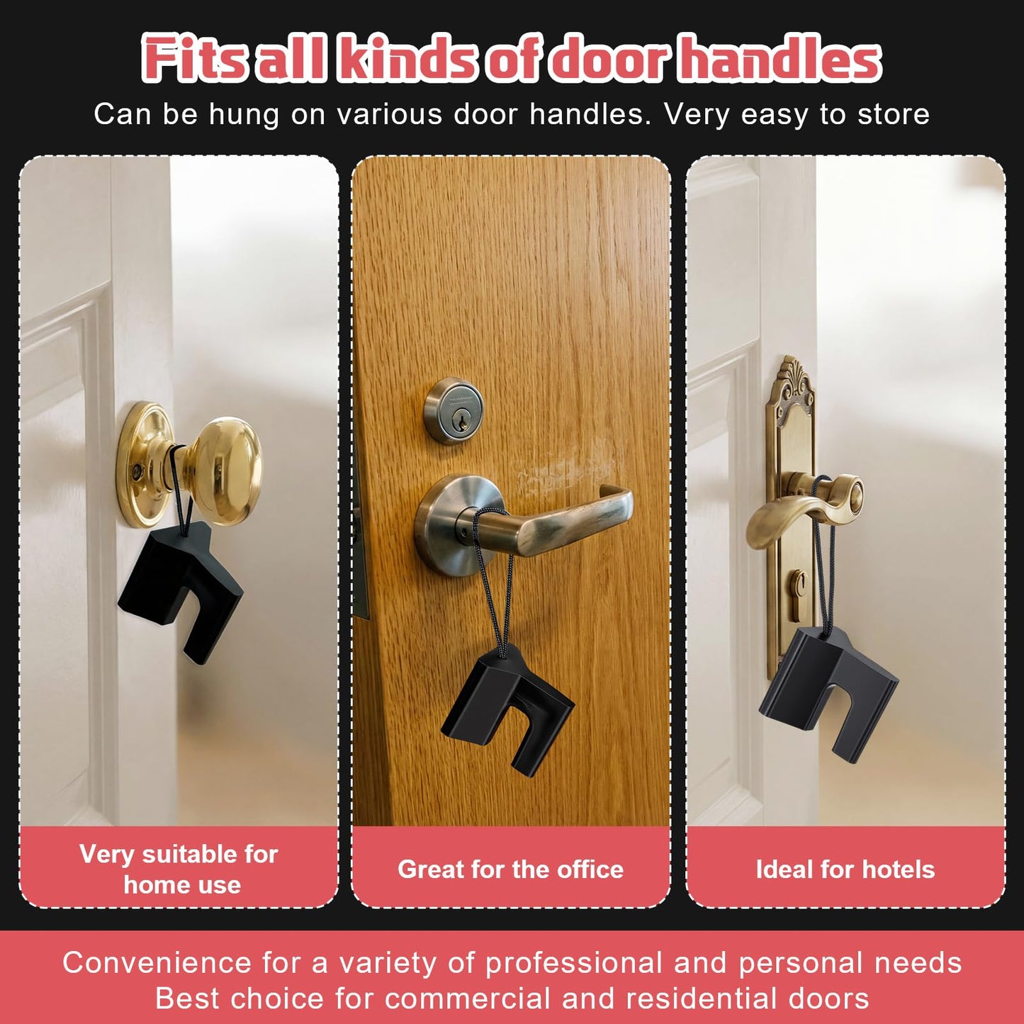 AceOrbit 2 Pcs Over the Hinge Door Stopper Plastic Residential Door Holder for Office School Home Commercial Use Hospitals Hotels, Safe and Anti Pinch Design, Can Fix Tension Hinged Doors (Black)
