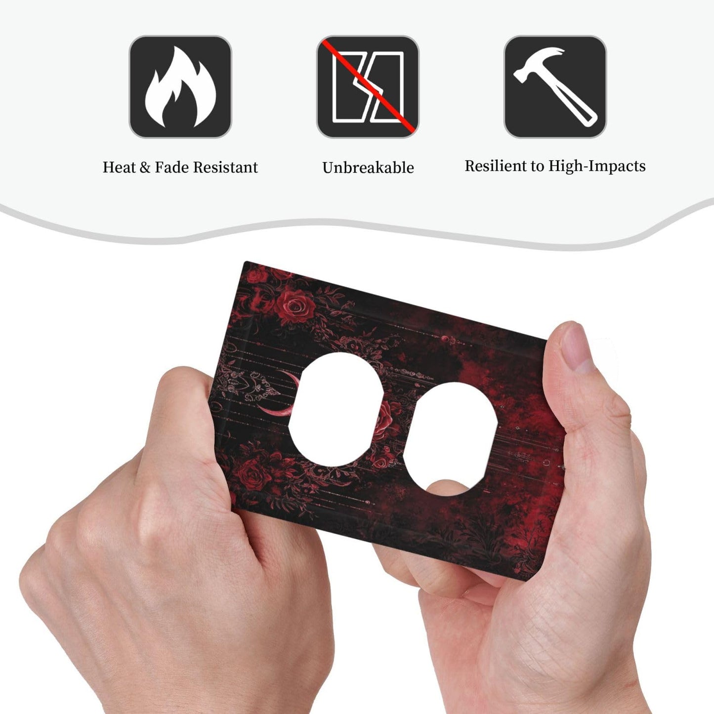 Annisrak Outlet Covers Gothic Red Rose Moon Dark Floral 1 Gang Duplex Light Switch Cover Plate Decorative Switch Plate Covers Electrical Socket Cover for living Room Home Decor
