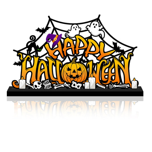 Halloween Decorations for Home Metal Tabletop Sign, Spooky Pumpkin Ghost Table Decor Rustic Farmhouse Halloween Tiered Tray Decor Metal Sign Tabletop Centerpiece for Home Mantel Shelf Desk