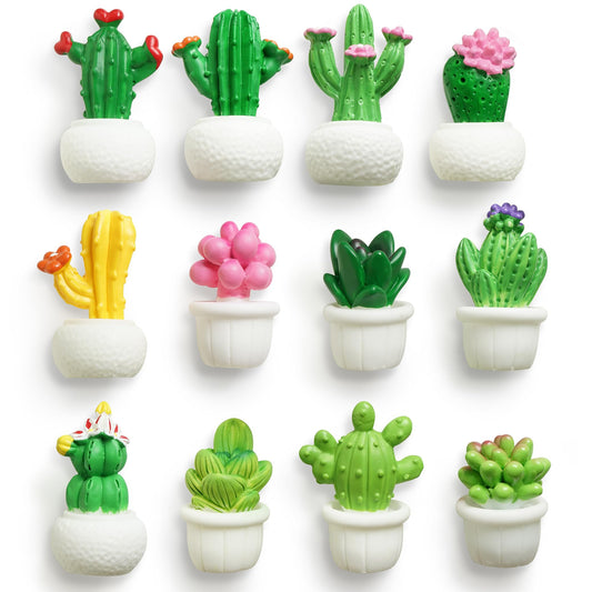 Zreal Cactus Fridge Magnets Cute Refrigerator Magnets 3D Plant Decorative Magnets for Office Kitchen Locker,12 PCS
