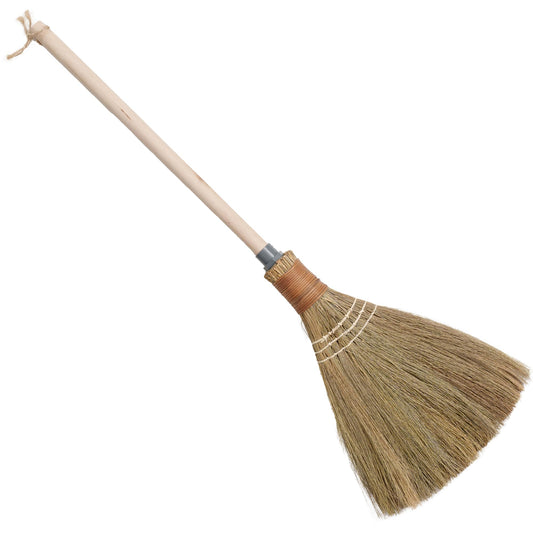 BMart Home Natural Whisk Sweeping Hand Handle Broom - Vietnamese Straw Soft Broom for Cleaning Dustpan Indoor - Outdoor - Decorative Brooms - Wooden Handle - 9.84'' Width, 29.75" Length