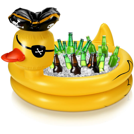 Bencailor Inflatable Pirate Duck Drink Cooler Reusable Blow up Duck Floating Cooler for Summer Halloween Hawaiian Beach Party Decoration Supplies, 31.5 x 23.6 Inch