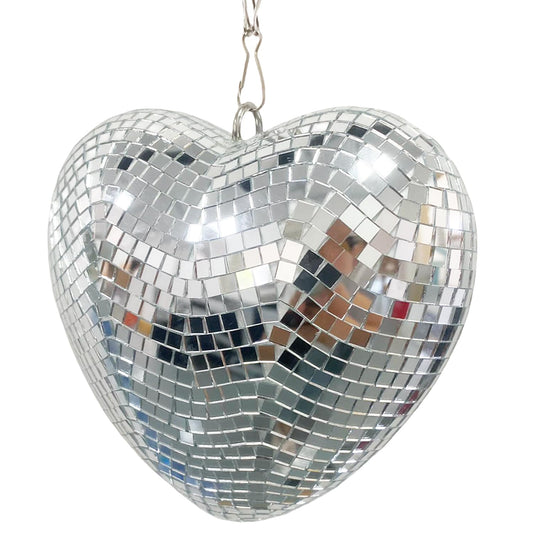 8“ Silver Heart Mirror Disco Ball, Reflective Stage Disco Mirror Ball Ornaments, Heart Shaped Cute Disco Balls for Party, Wedding, Valentine's Day, Mother's Day