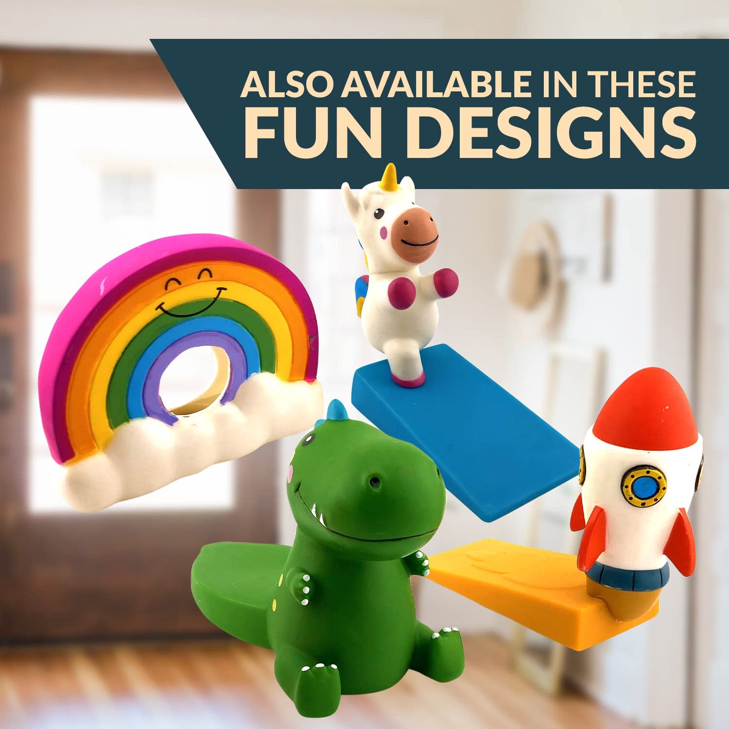 Kwirkworks Rocket Door Stopper – Fun Space-Themed Decor for Kids' Rooms, Non-Slip & Durable PVC EVA Material, Safe & Gentle on Floors – Perfect for Little Astronauts