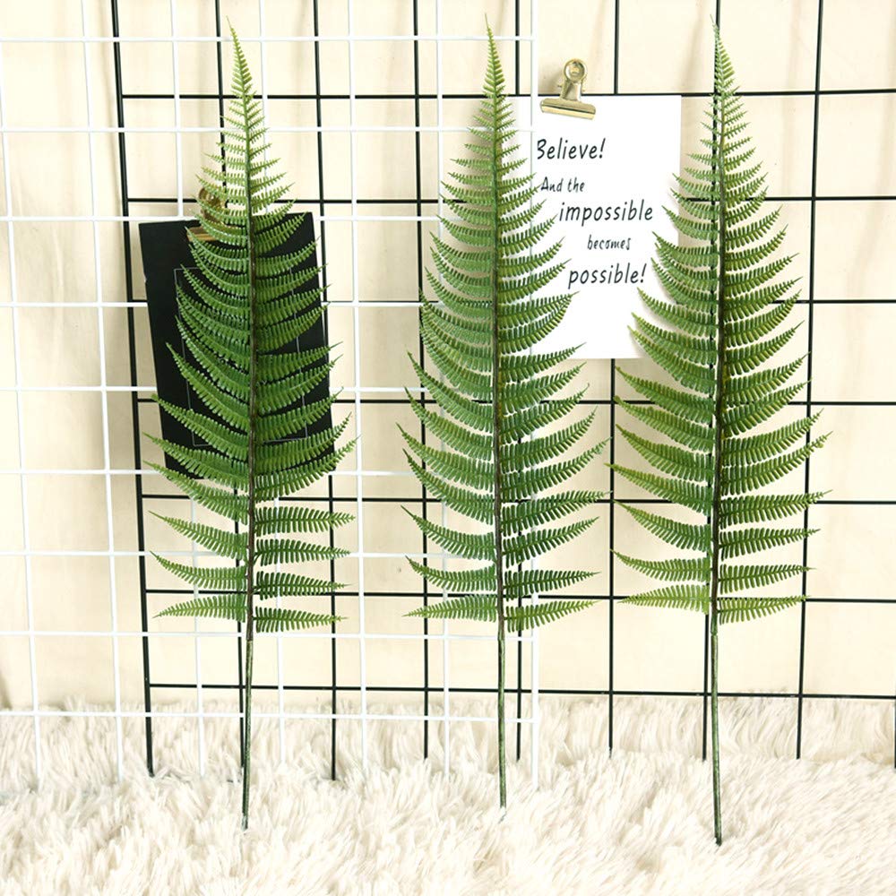 CATTREE Artificial Shrubs Leaves, Plastic Plants Fern Grass Leaf Fake Bushes Indoor Outdoor Garden Office Table Centerpieces Arrangements DIY Wreath Decoration Planter Filler - 10 Pack